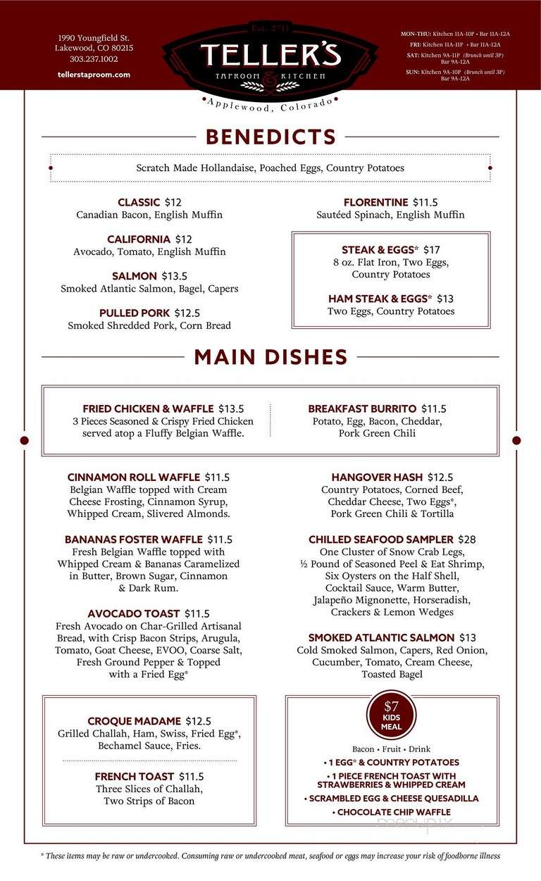 Teller's Taproom & Kitchen - Lakewood, CO menu_pic