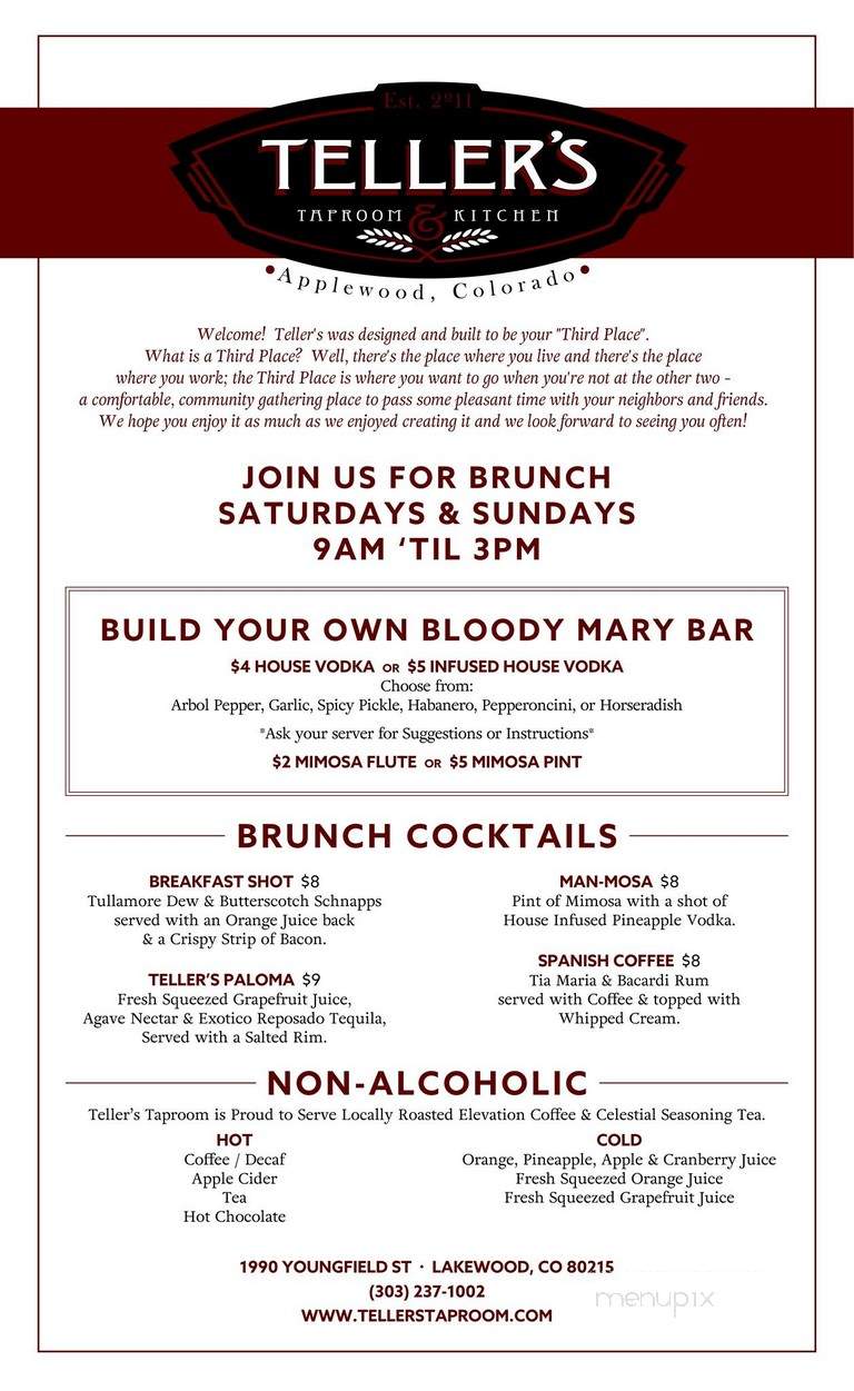 Teller's Taproom & Kitchen - Lakewood, CO menu_pic