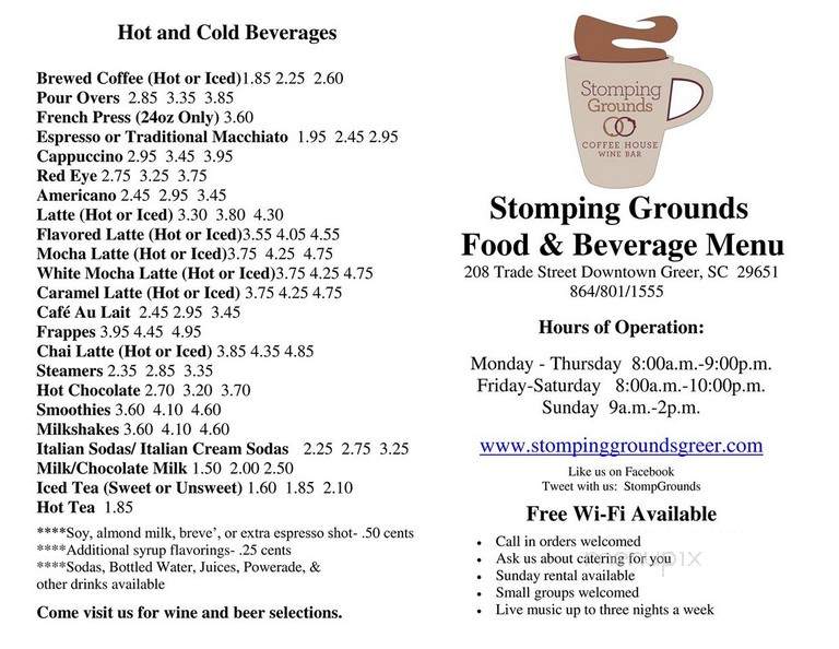 Stomping Grounds Coffee House and Wine Bar - Greer, SC