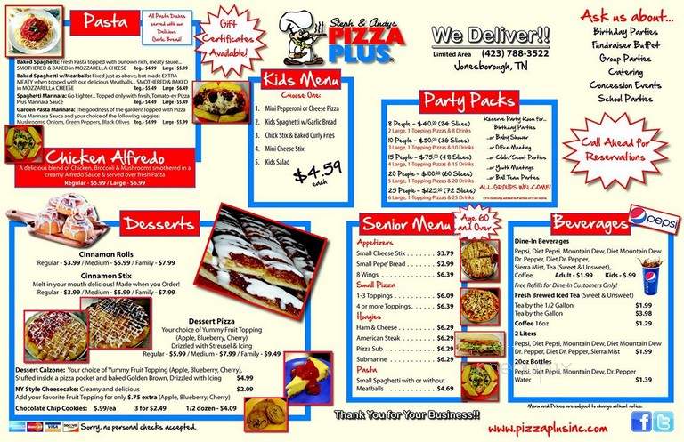 Pizza Plus - Jonesborough, TN menu_pic