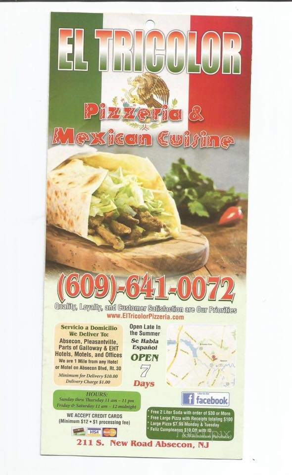 El tricolor pizzeria&mexican food - Absecon, NJ menu_pic