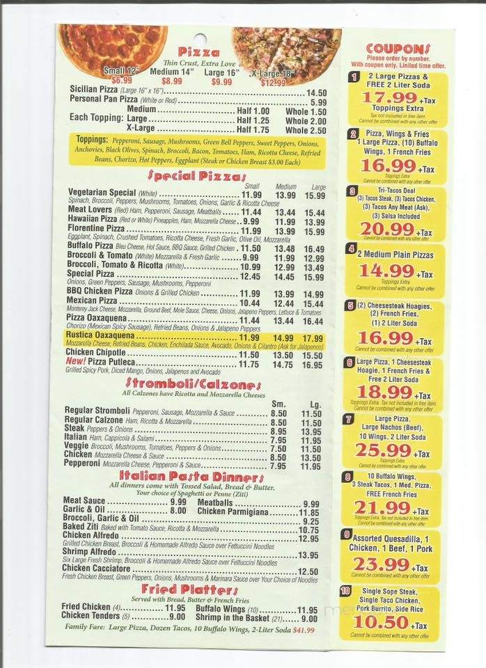 El tricolor pizzeria&mexican food - Absecon, NJ menu_pic