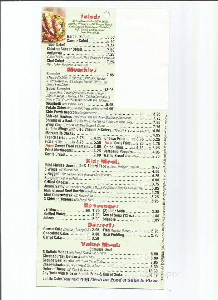 El tricolor pizzeria&mexican food - Absecon, NJ menu_pic