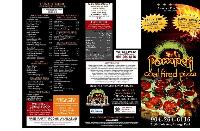 Pompeii Coal Fired Pizza - Orange Park, FL menu_pic