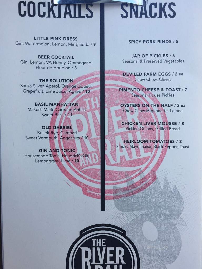 Menu of The River Rail Restaurant in Roanoke, VA 24014