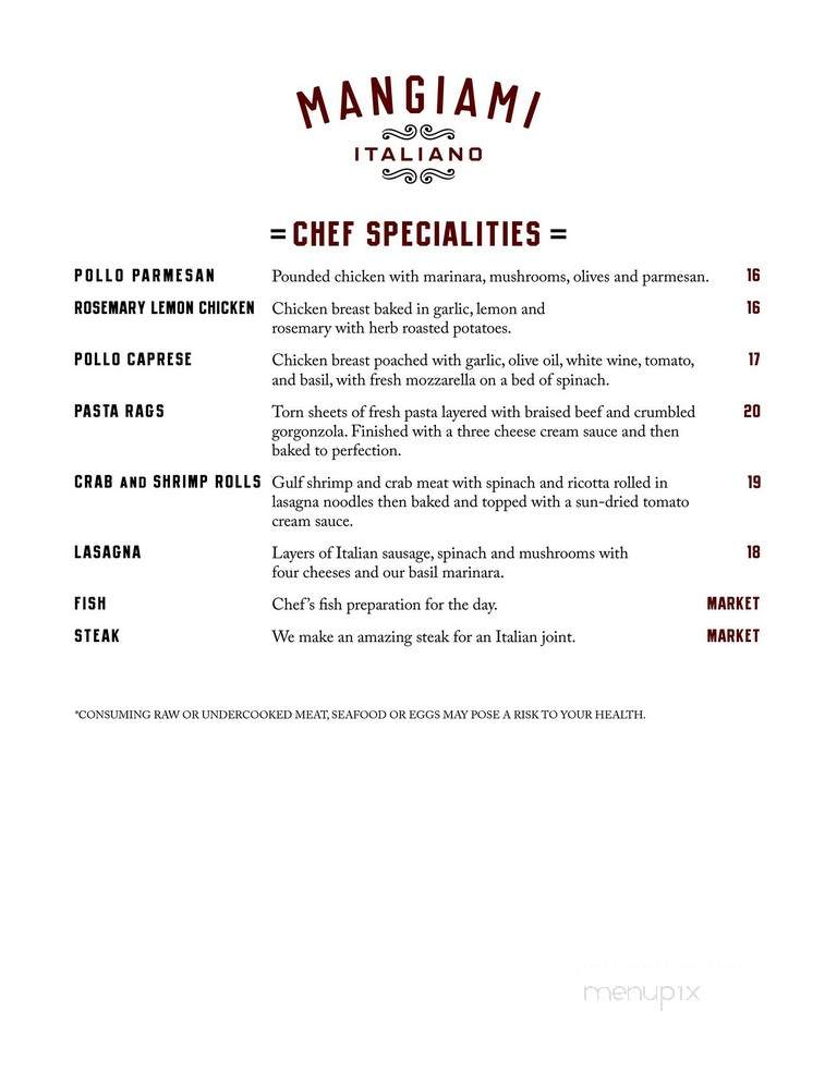 Mangiami Italiano - Fort Atkinson, WI menu_pic