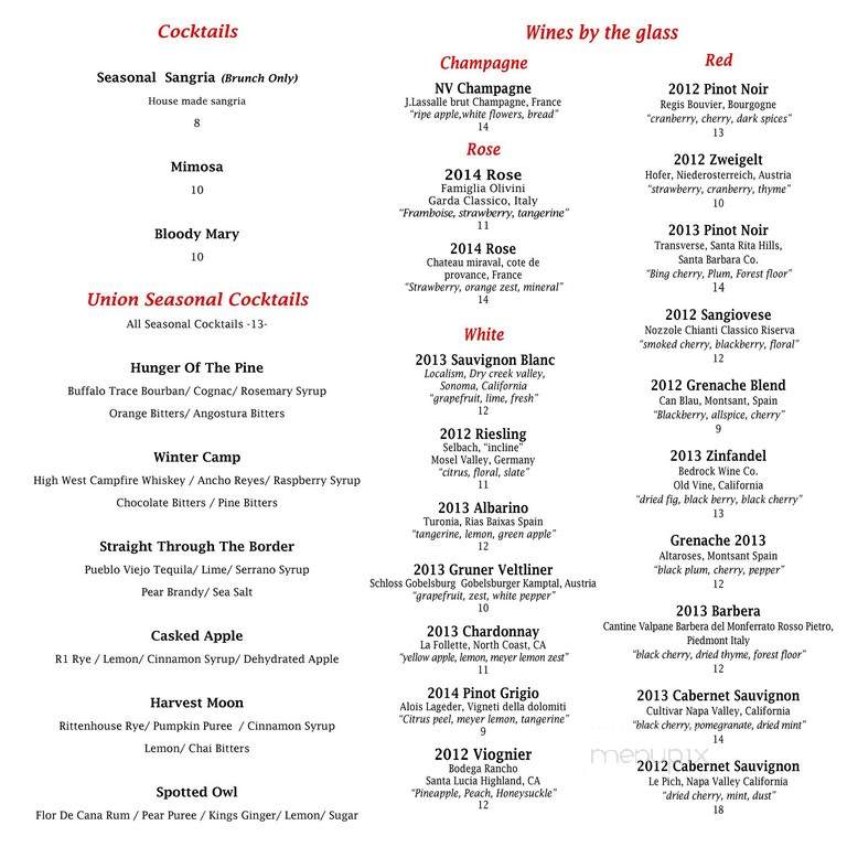 Union on Yale - Claremont, CA menu_pic