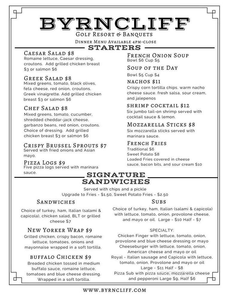 Byrncliff Restaurant - Varysburg, NY menu_pic