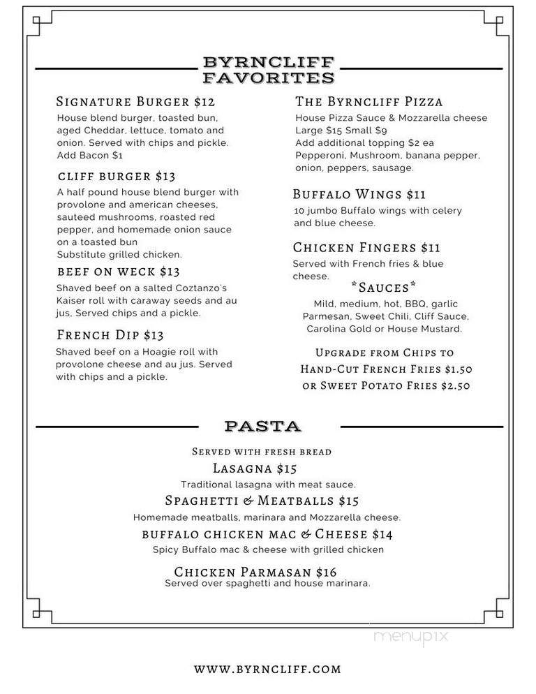 Byrncliff Restaurant - Varysburg, NY menu_pic