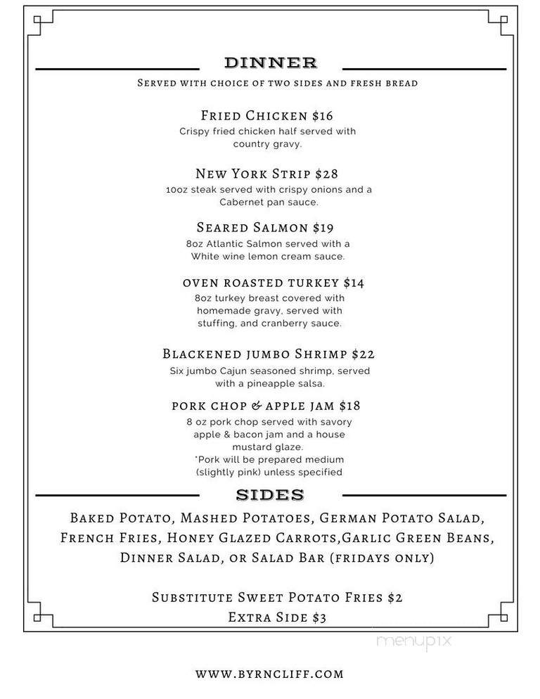 Byrncliff Restaurant - Varysburg, NY menu_pic