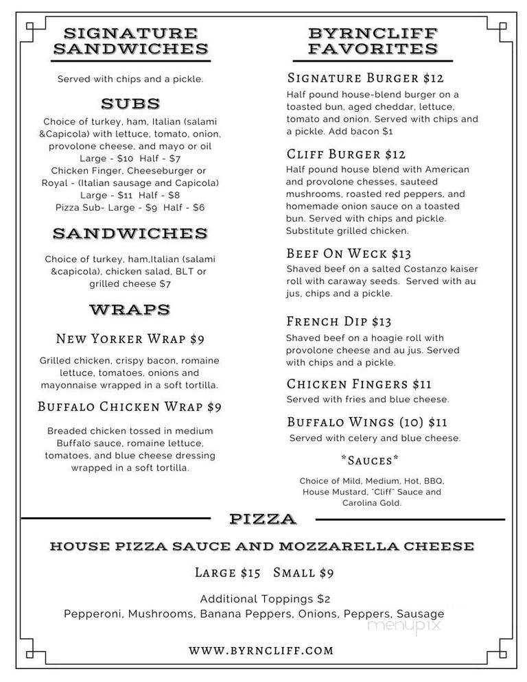 Byrncliff Restaurant - Varysburg, NY menu_pic