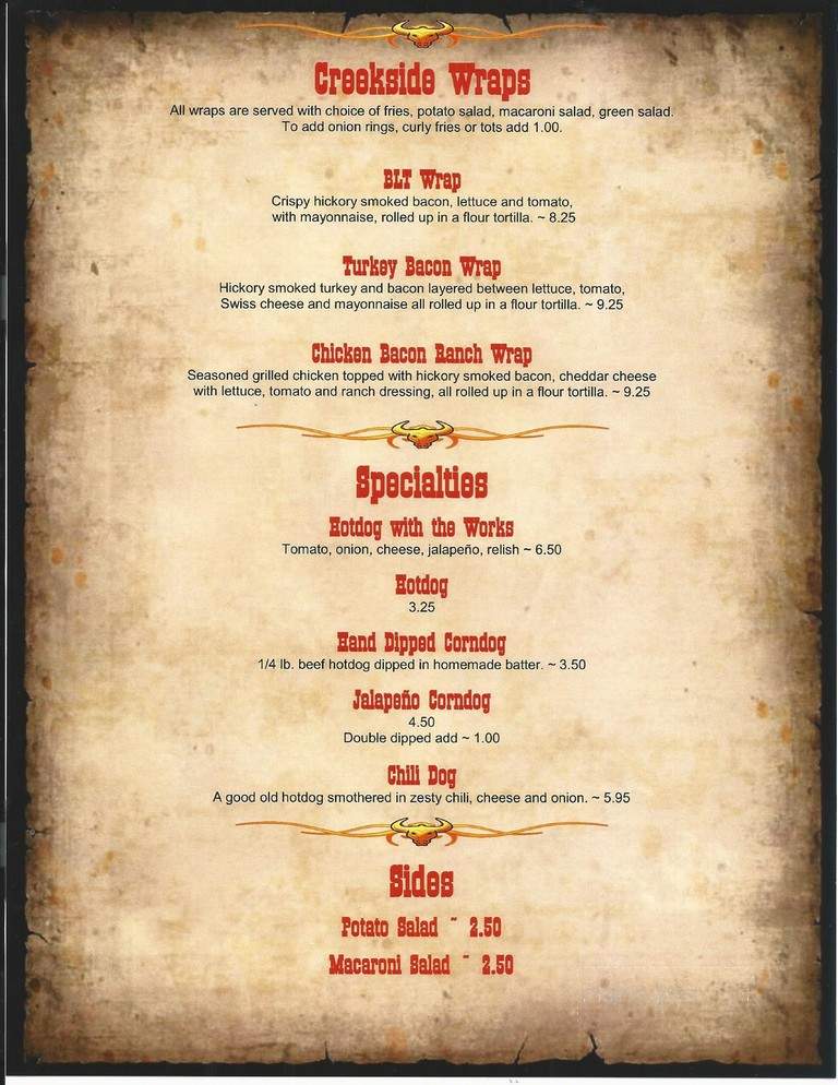 Creekside Gas & Grill - Sutherlin, OR menu_pic