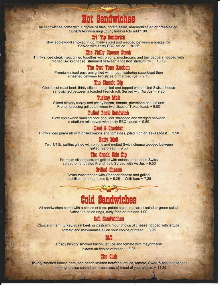 Creekside Gas & Grill - Sutherlin, OR menu_pic