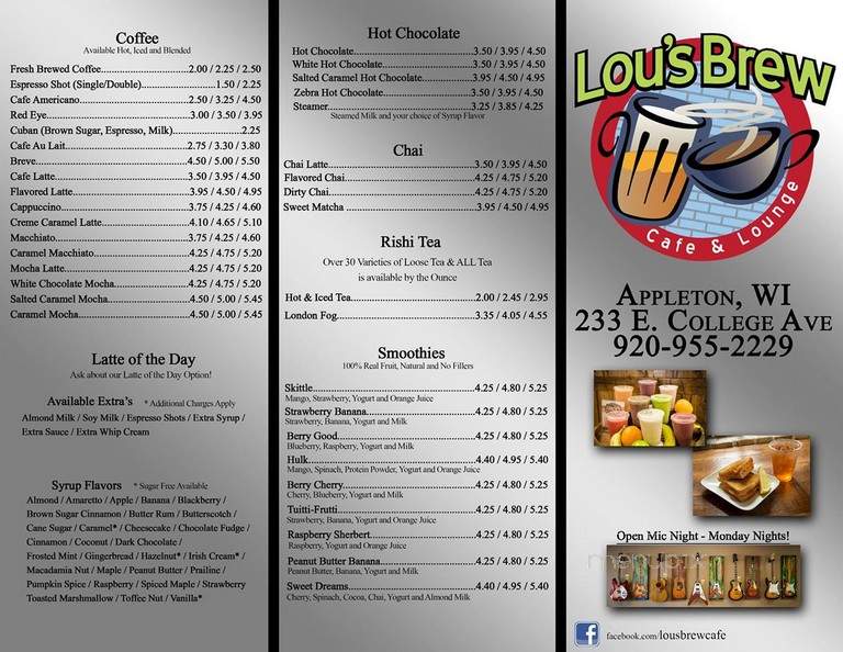 Lou's Brew Cafe & Lounge - Oshkosh, WI menu_pic
