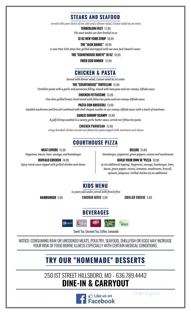 Courthouse Grill - Hillsboro, MO menu_pic