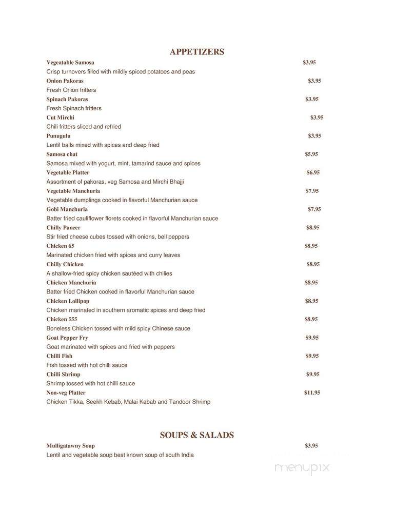 Curry Point - Bentonville, AR menu_pic