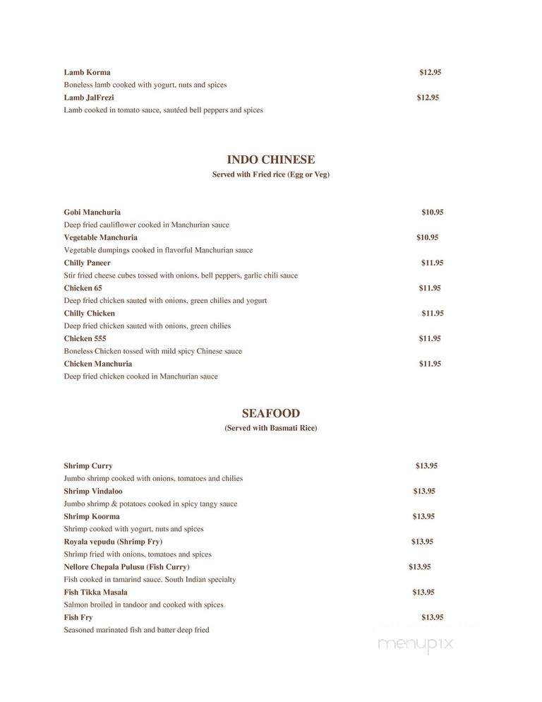 Curry Point - Bentonville, AR menu_pic