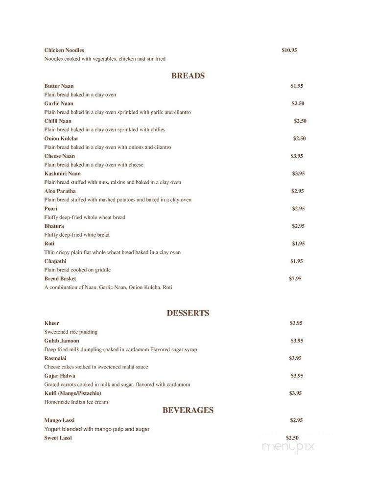 Curry Point - Bentonville, AR menu_pic