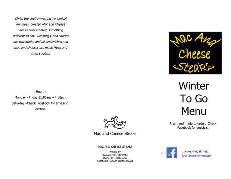 Mac and Cheese Steaks - Klamath Falls, OR menu_pic