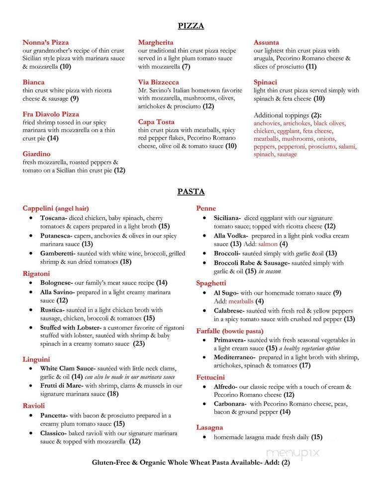 Savino's Hideaway - Mount Sinai, NY menu_pic
