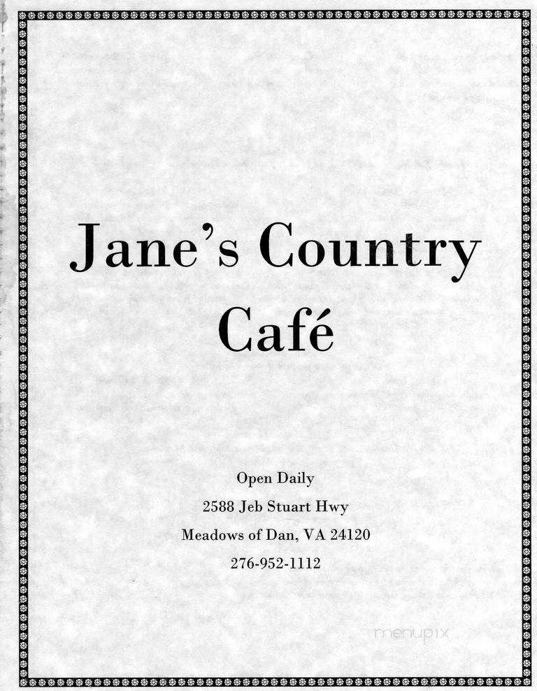 Jane's Country Cafe - Meadows Of Dan, VA