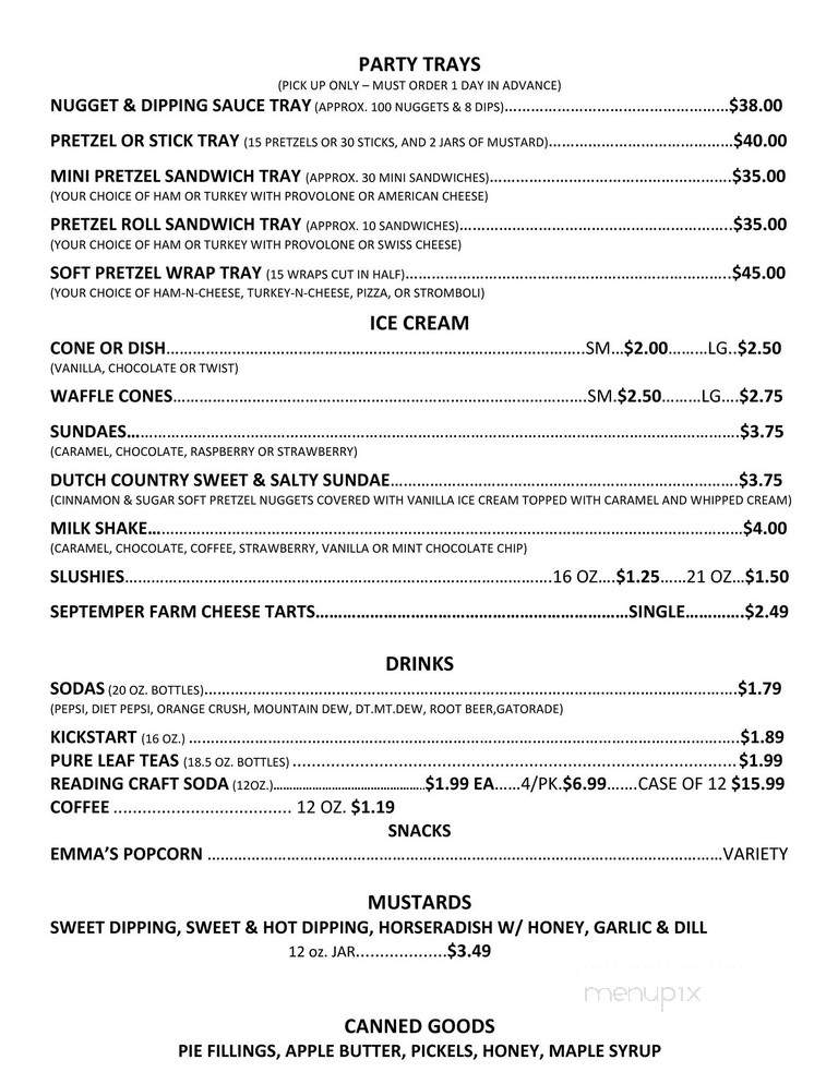 Dutch Country Soft Pretzels - New Holland, PA menu_pic