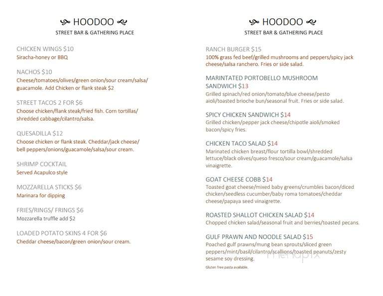 HooDoo Patio Restaurant & Bar - Palm Springs, CA menu_pic