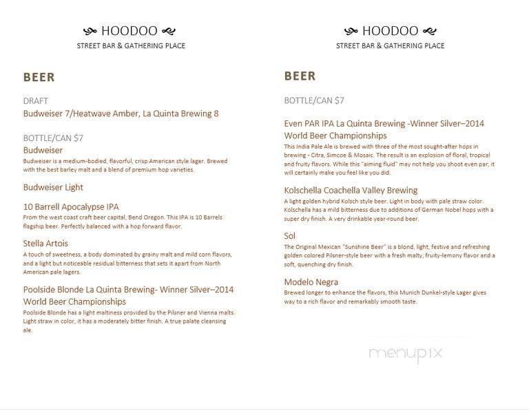 HooDoo Patio Restaurant & Bar - Palm Springs, CA menu_pic