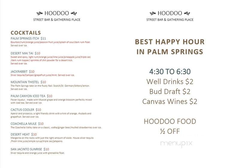 HooDoo Patio Restaurant & Bar - Palm Springs, CA menu_pic