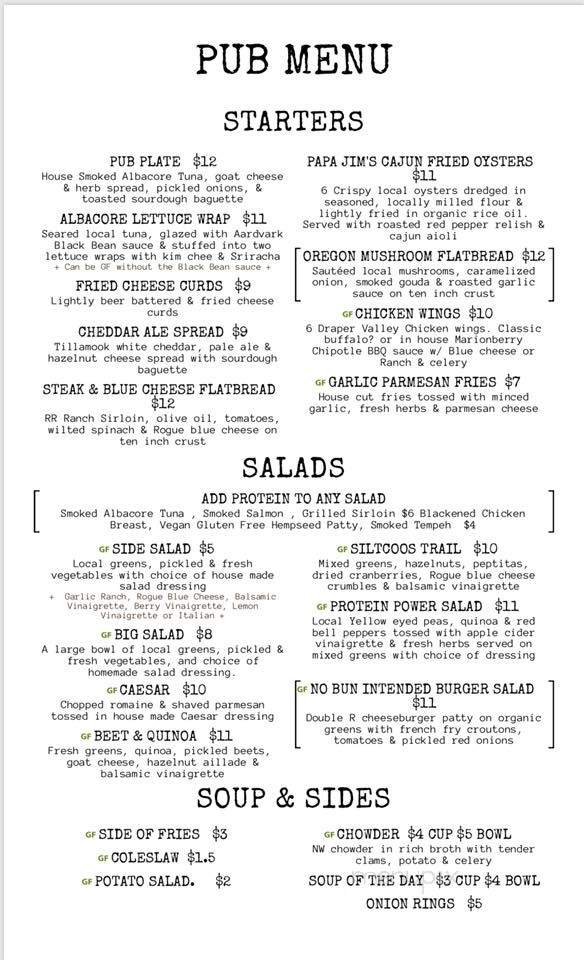 Homegrown Public House - Florence, OR menu_pic