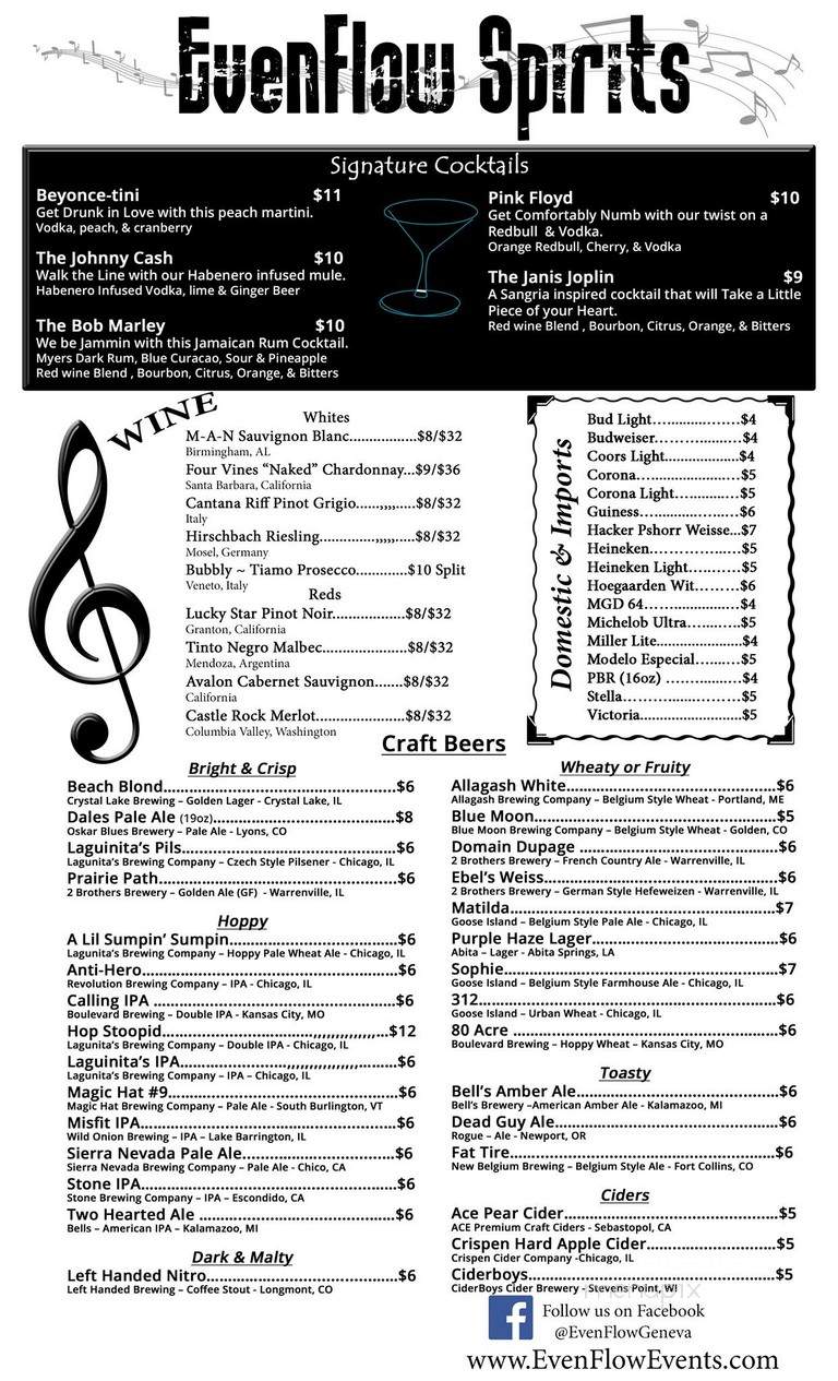 EvenFlow Music Spirits - Geneva, IL menu_pic