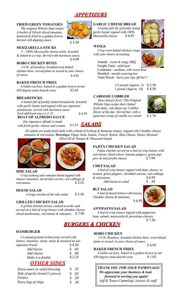Whistle Stop - Baxter, TN menu_pic