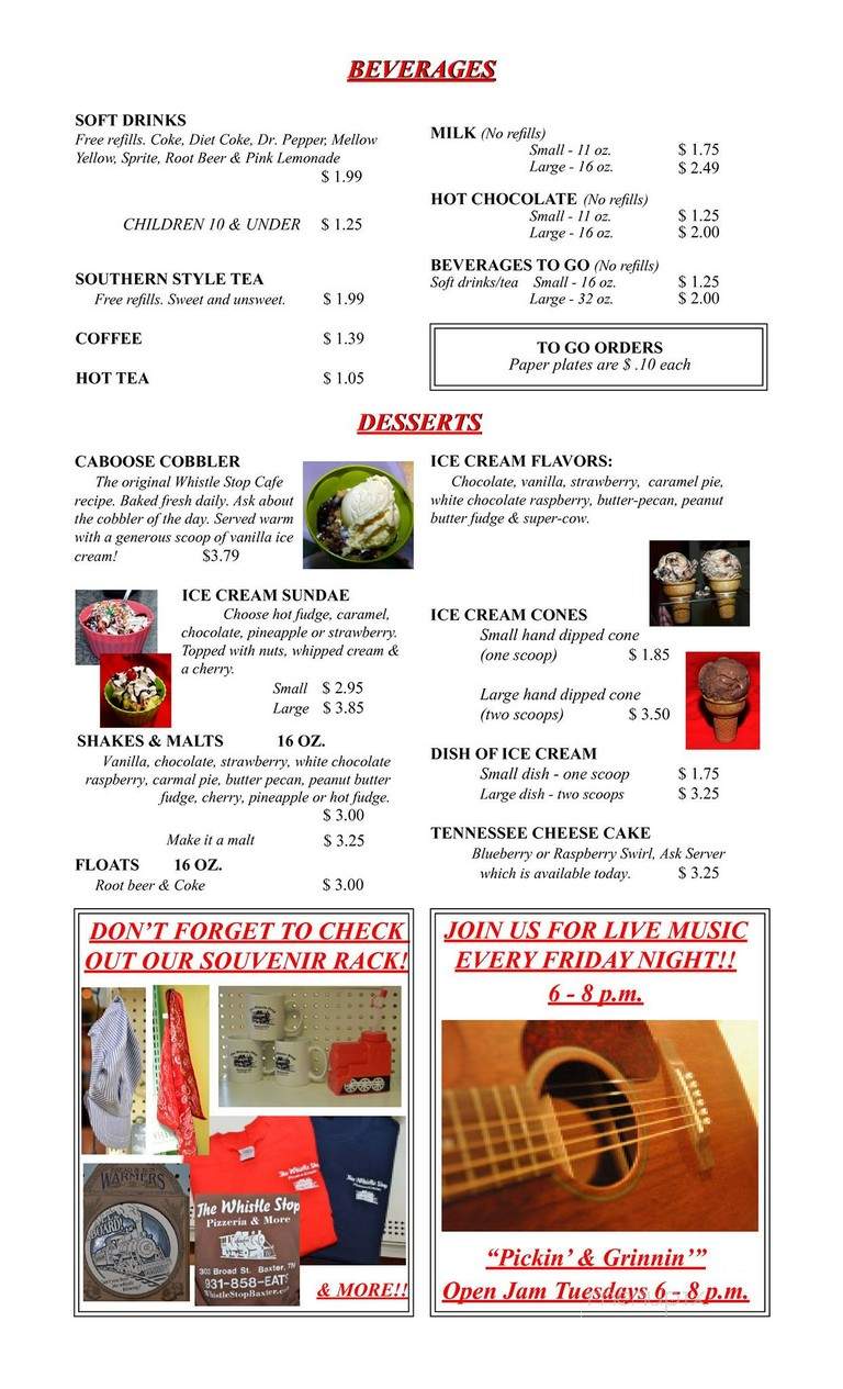 Whistle Stop - Baxter, TN menu_pic