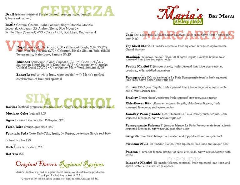 Maria's Cantina - Woodland, CA menu_pic