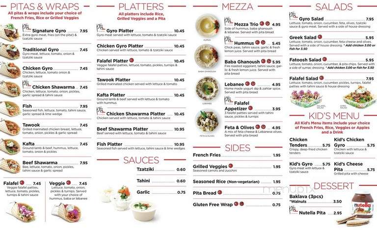 Pita By The Beirut - Peachtree City, GA menu_pic