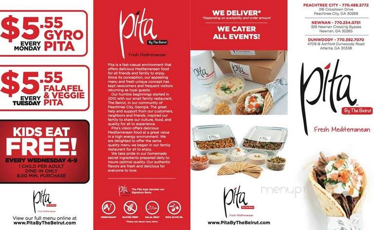 Pita By The Beirut - Peachtree City, GA menu_pic
