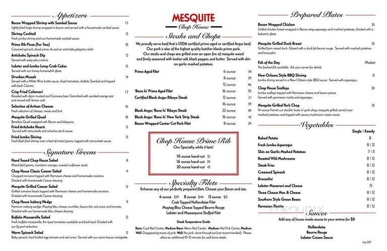 Mesquite Chop House - Germantown, TN menu_pic