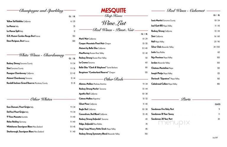Mesquite Chop House - Germantown, TN menu_pic