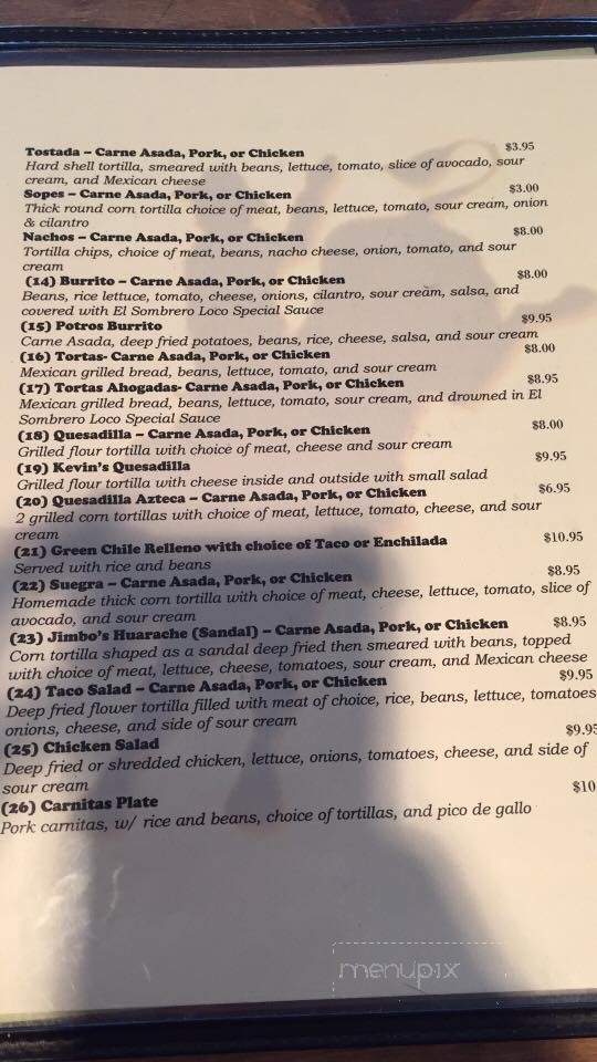 El Sombrero Loco Taqueria - Bonanza, OR menu_pic