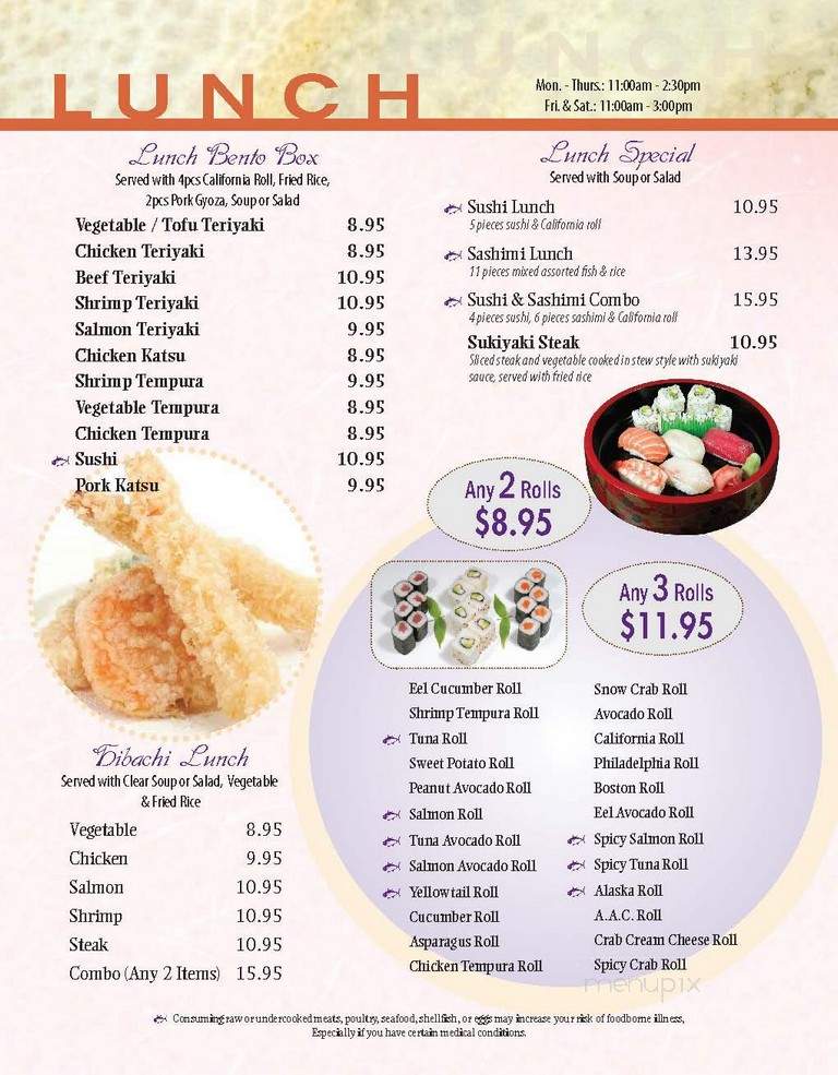 Menu of Ichiban Hibachi Steakhouse & Sushi Bar in Dubuque, IA 52001