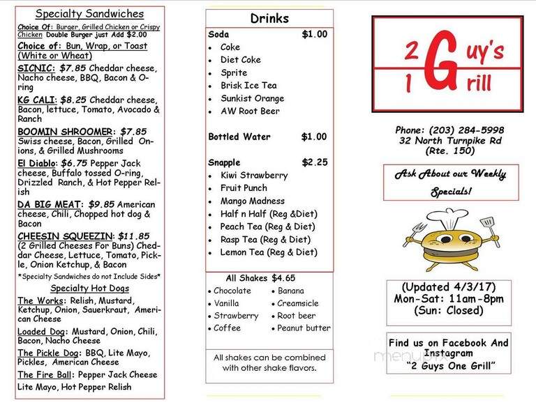 2 Guys 1 Grill - Wallingford, CT menu_pic
