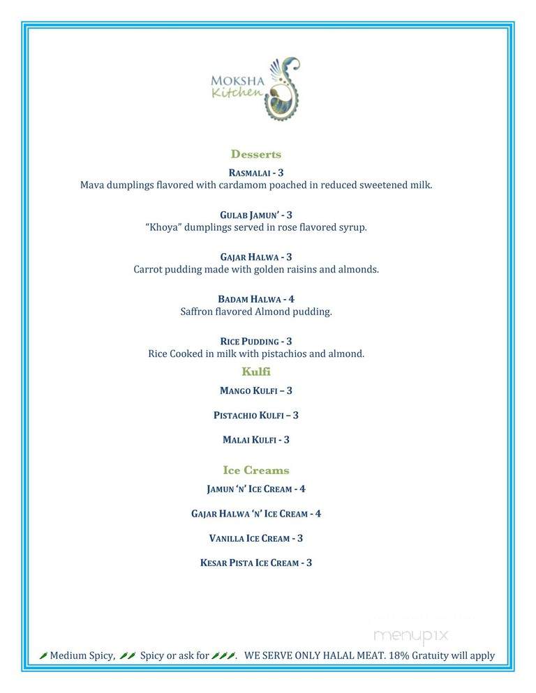 Moksha Kitchen - Duluth, GA menu_pic