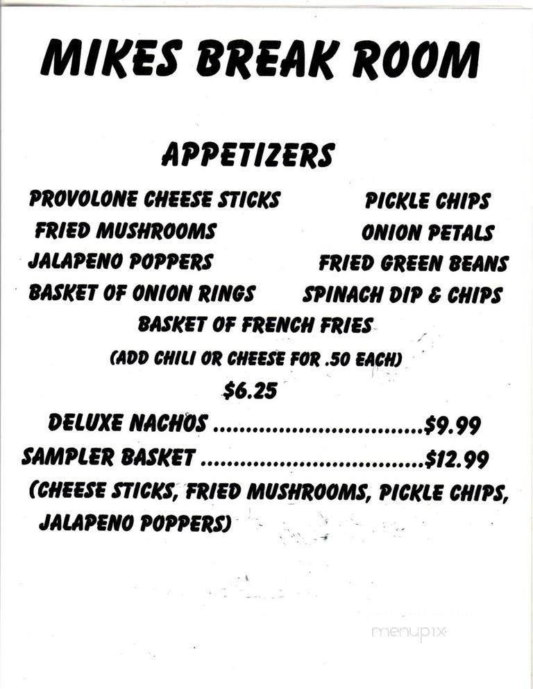 Mike's Break Room - Virginia Beach, VA menu_pic