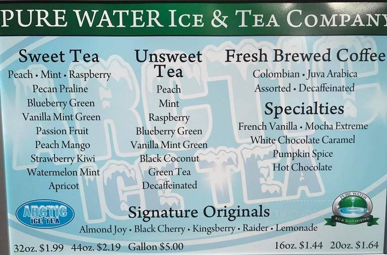 Pure Water Ice & Tea Company - Lubbock, TX menu_pic