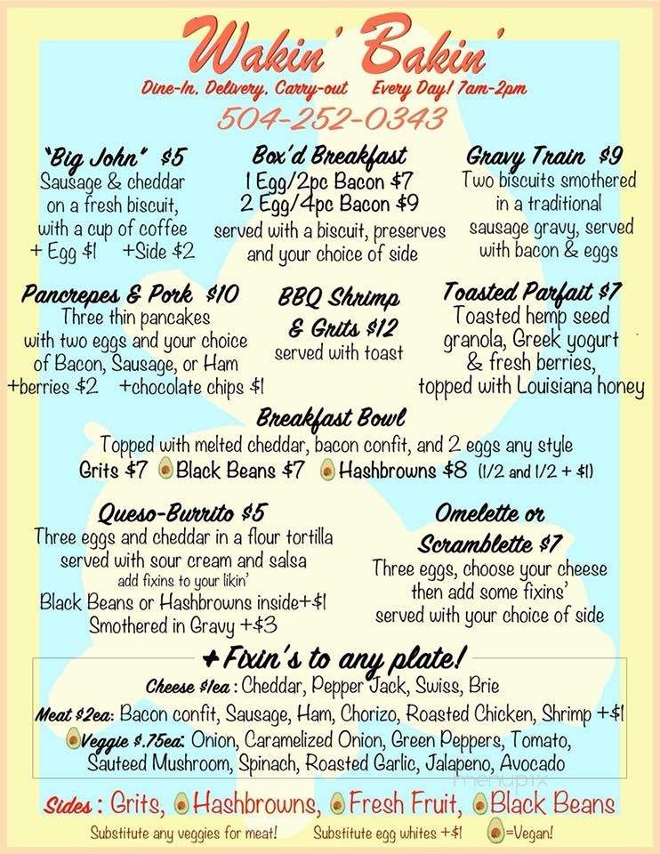 Wakin' Bakin' - New Orleans, LA menu_pic