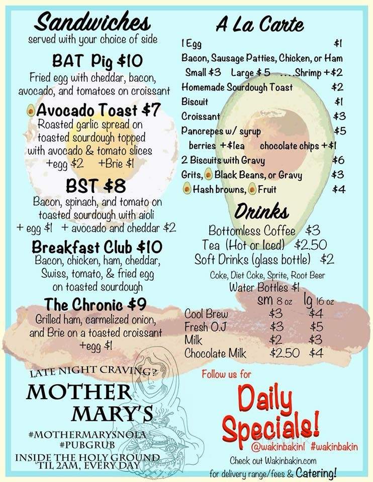 Wakin' Bakin' - New Orleans, LA menu_pic