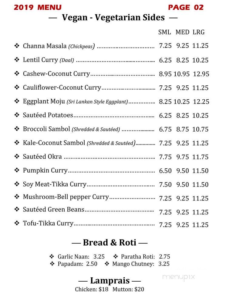 Cafe Lanka - La Crescenta, CA menu_pic