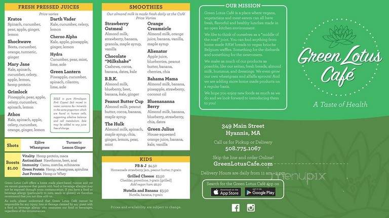 Green Lotus Cafe - Hyannis, MA menu_pic