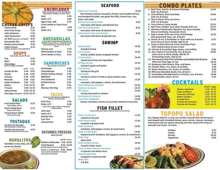 Cinco de Mayo - Tucson, AZ menu_pic