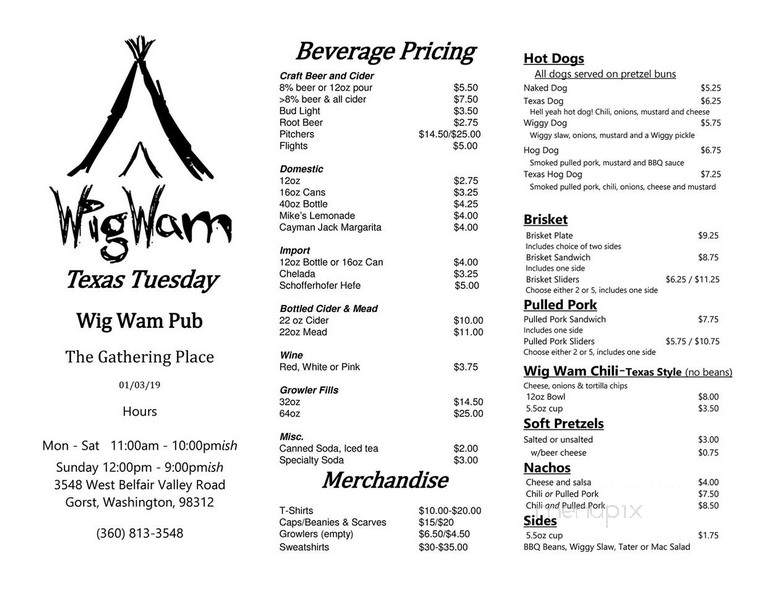 Wig Wam Pub - Bremerton, WA menu_pic